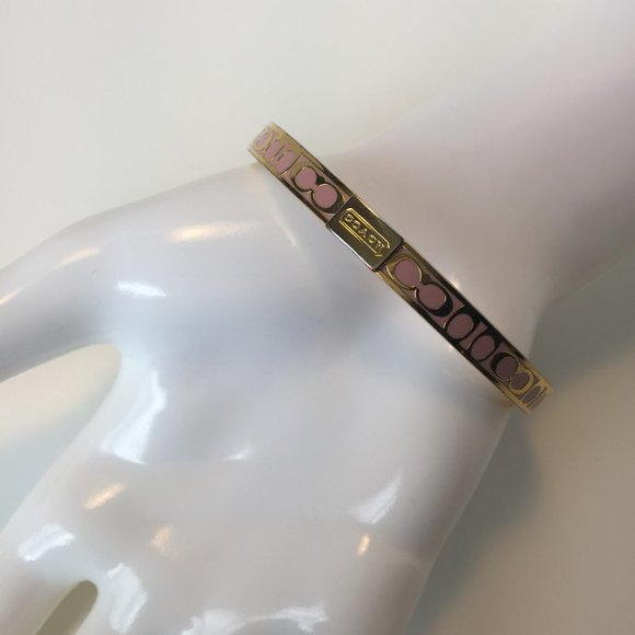 💗🏆💖COACH Monogram Bracele Cuff Gold/Pink 💖🏆💗 - Picture 5 of 5